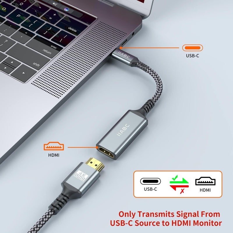 IIABC USB C to HDMI Adapter, USB Type-C to HDMI 4K Adapter Compatible with iPhone 15 16 Pro Max, MacBook Pro/Air 2023, IPad Pro, iMac, Galaxy S23, Dell XPS, Pixelbook, Microsoft and More - Image 2